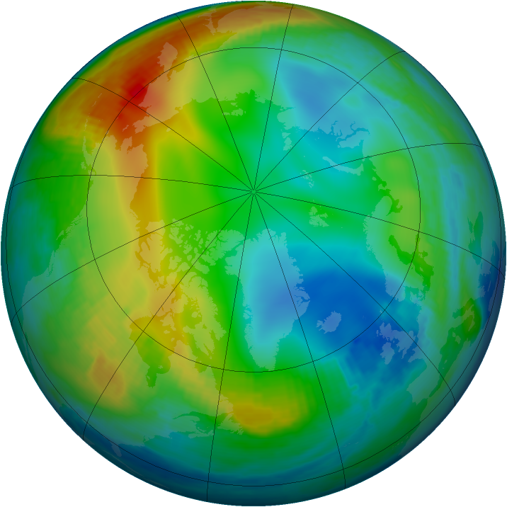 Arctic ozone map for 20 December 1999